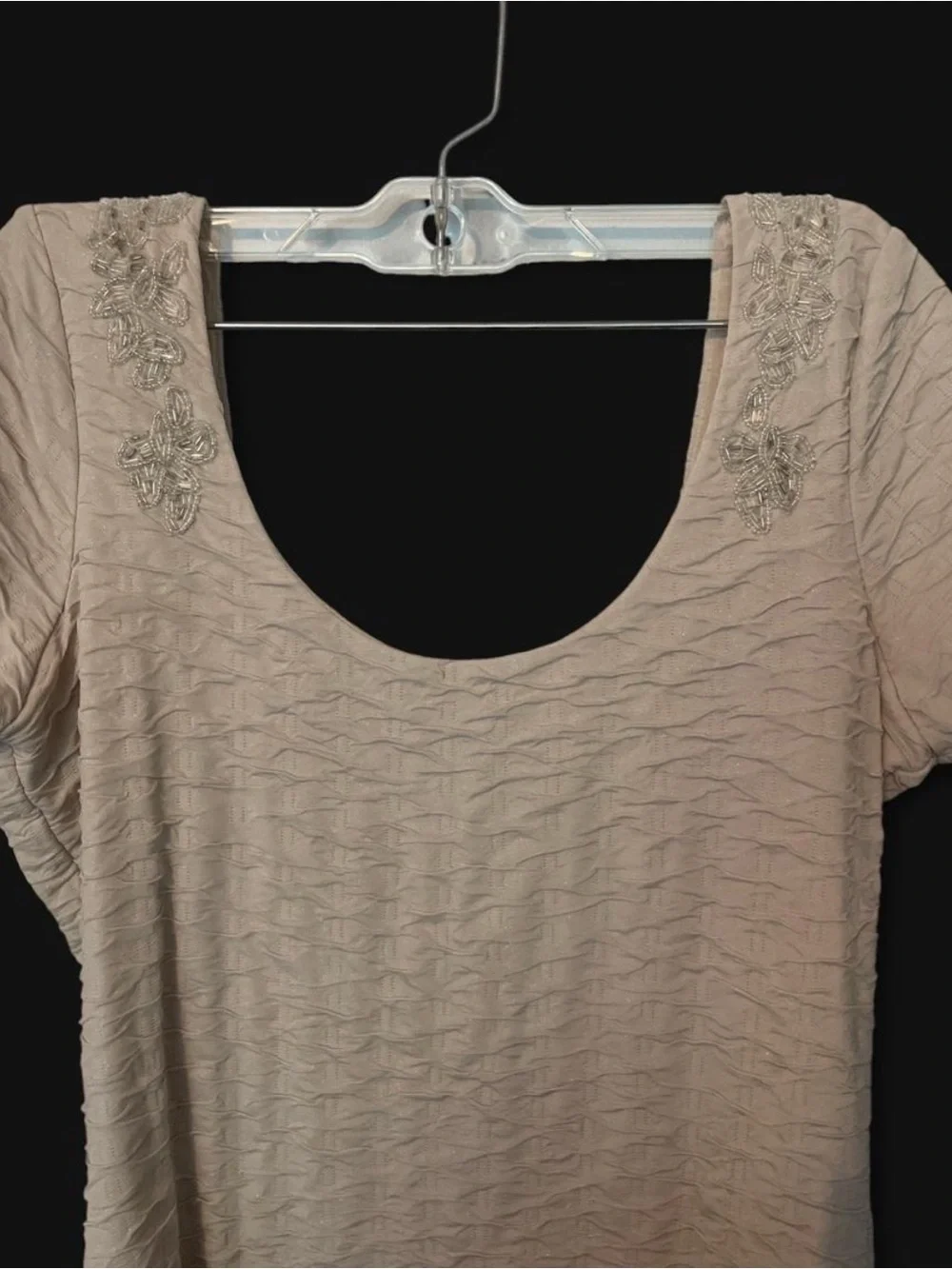 Free People Cream Embellished Beaded Scoop back mini Dress - Picture 2 of 7